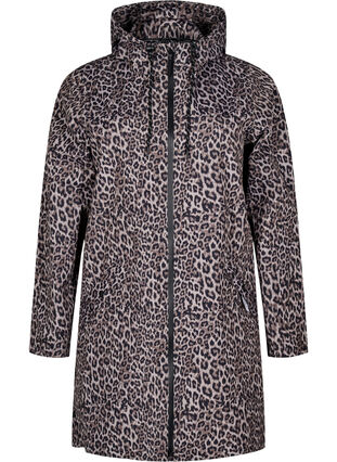 Zizzi Regnjakke med lommer og hette, Brun, Packshot image number 0