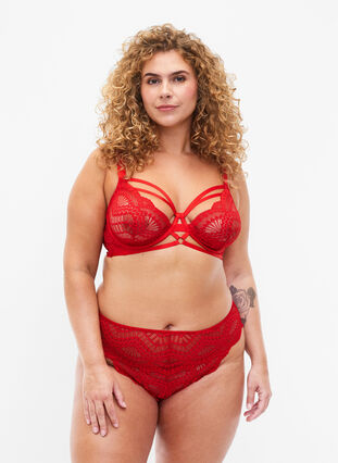 Zizzi G-streng i blonder med vanlig midje, Salsa, Model image number 0