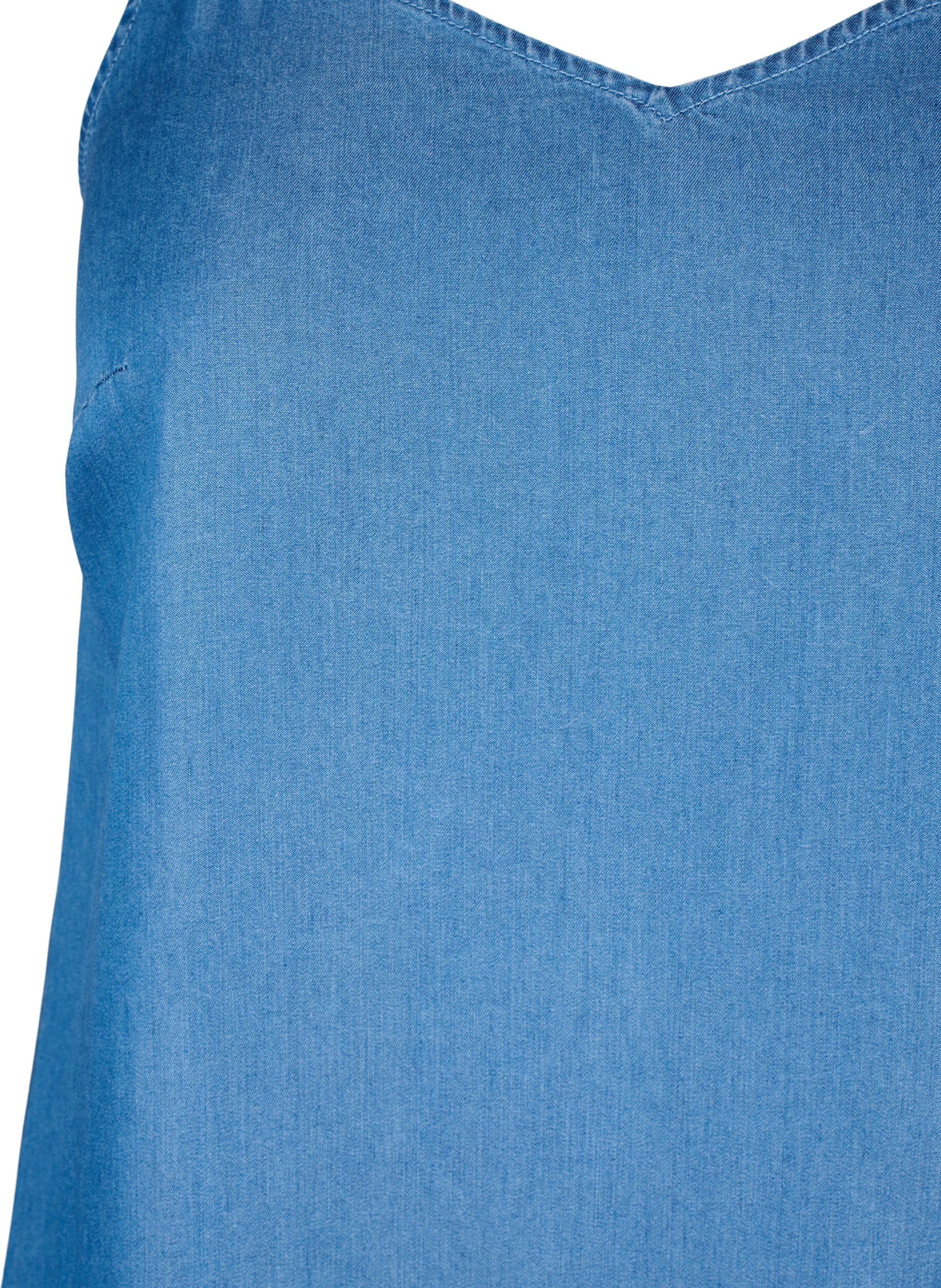 Zizzi Midikjole i denim med spaghettistropper, Bl&aring;, Packshot image number 2