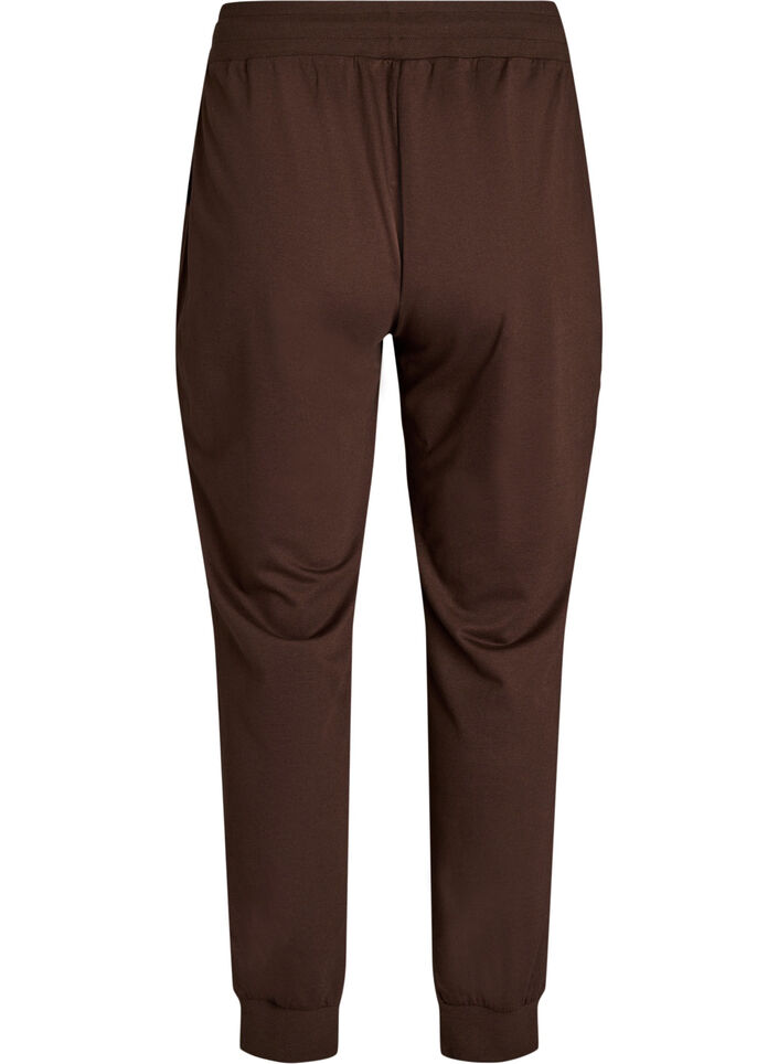 L&oslash;se joggebukser med lommer, Brun, Packshot image number 1