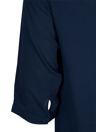 Bluse med 3/4-ermer og asymmetrisk bunn, Navy Blazer, Packshot image number 3