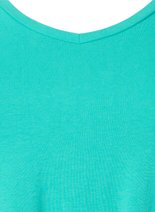 Ensfarget basis T-skjorte i bomull, Aqua Green, Packshot image number 2