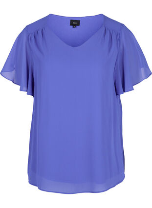 Bluse med korte ermer, Dazzling Blue, Packshot image number 0