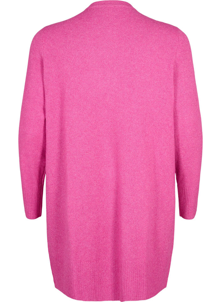 Ribbestrikket cardigan med lommer, Rosa, Packshot image number 1