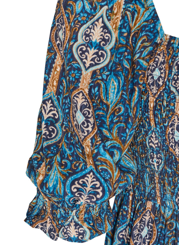 Sommerkjole i viskose med paisley-trykk, Bl&aring;, Packshot image number 3