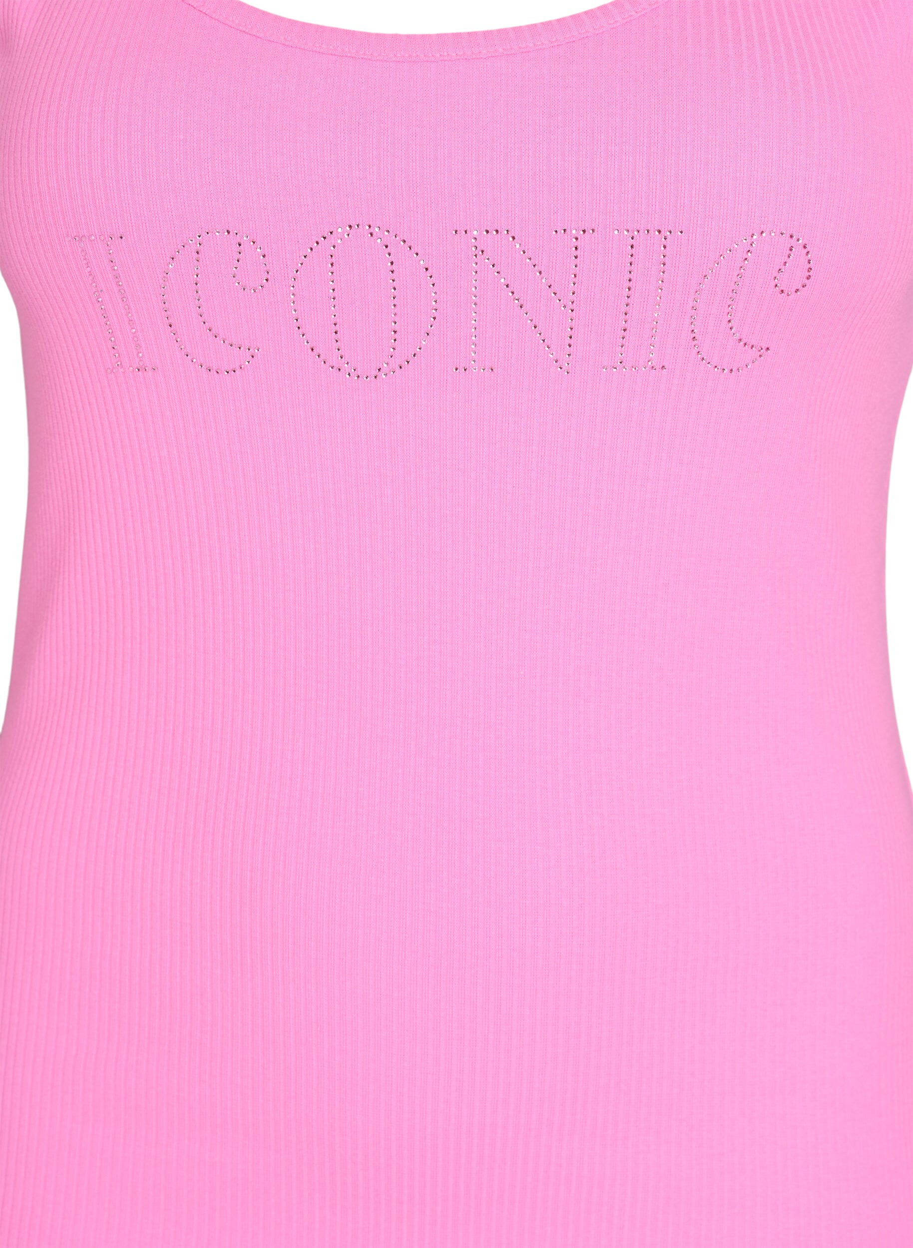 Zizzi Singlet med strass og smal passform, Rosa, Packshot image number 2