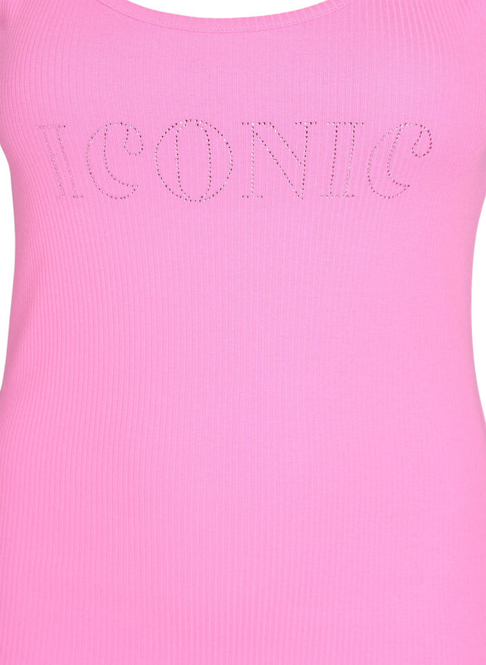 Singlet med strass og smal passform, Rosa, Packshot image number 2