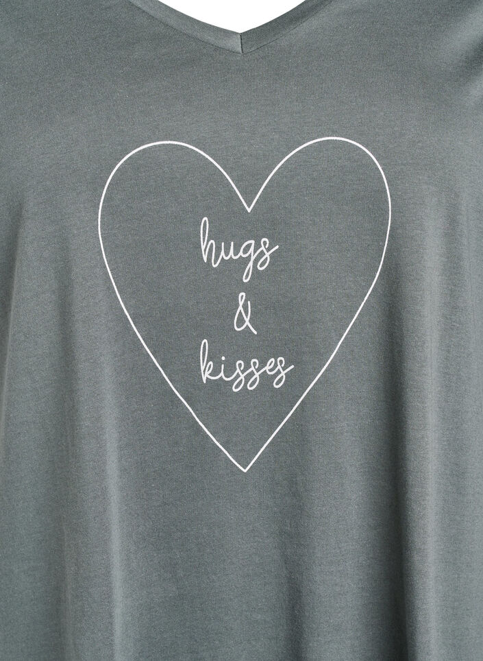 Nattkjole i økologisk bomull med V-hals, , Packshot image number 2