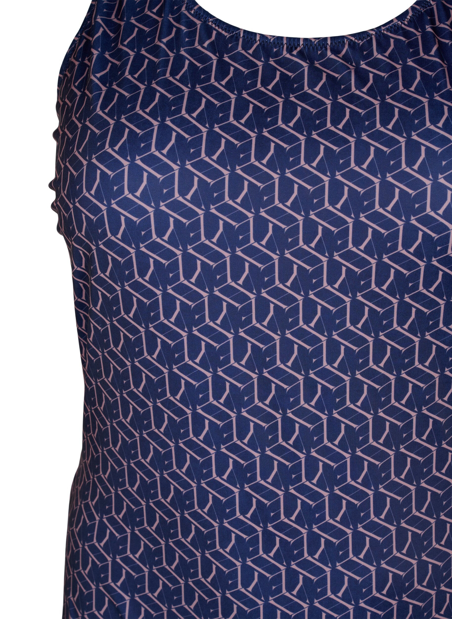 Zizzi Badedrakt med m&oslash;nster og krysset rygg, Text Print, Packshot image number 2