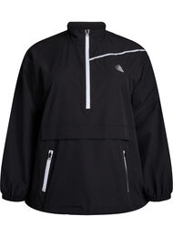 Sporty anorakk med reflekterende detaljer og lommer, Black