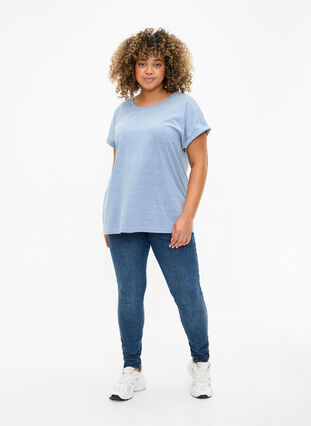 Melert T-skjorte med korte ermer, Moonlight Blue Mel. , Model image number 2