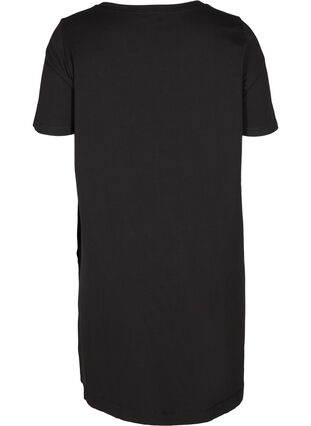Kortermet bomullskjole med lommer, Solid Black, Packshot image number 1