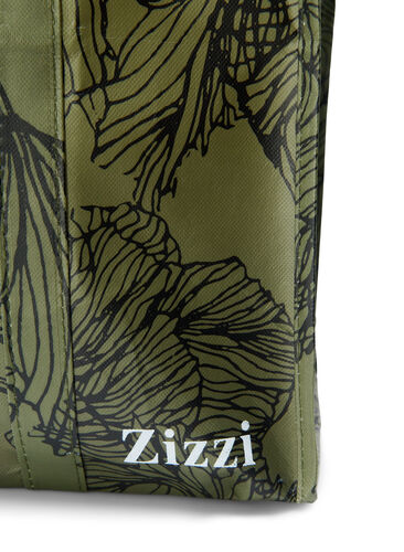 Handlepose med glidelås, Green Flower AOP, Packshot image number 2