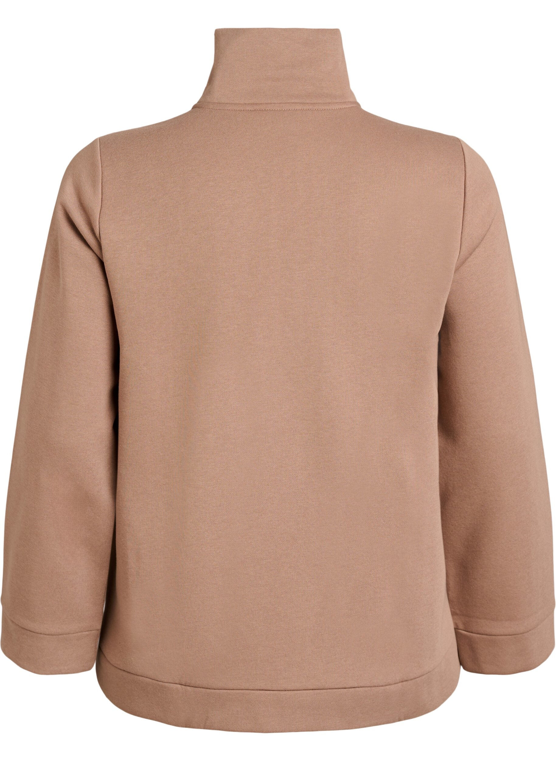 Zizzi Genser med h&oslash;y hals og glidel&aring;slukking, Brun, Packshot image number 1