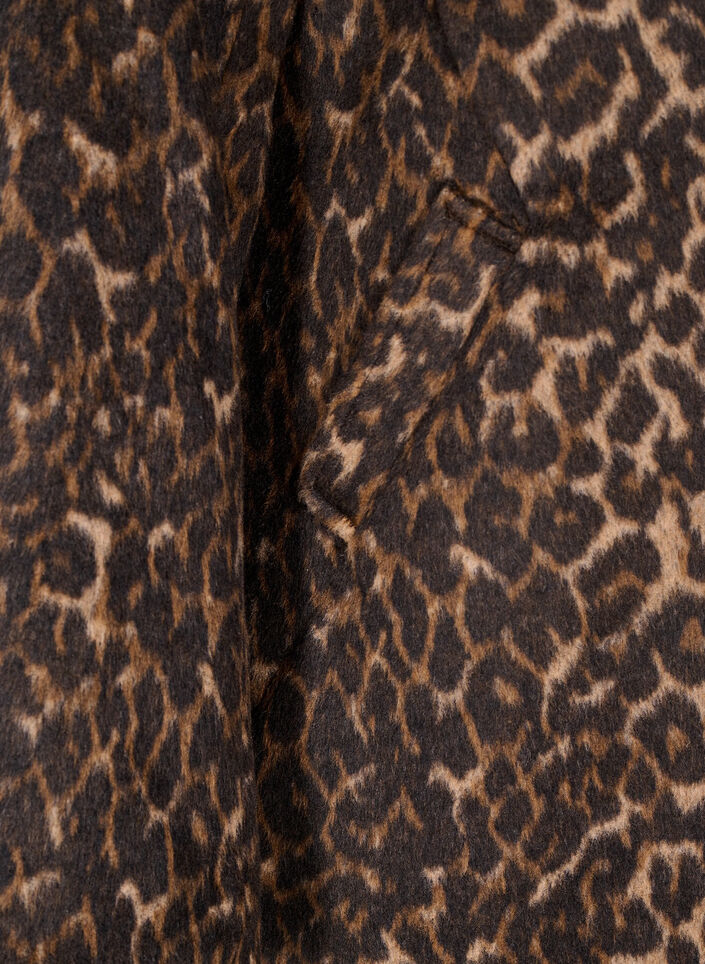 Leopardmønstret kåpe med dobbeltradede knapper, Leo aop, Packshot