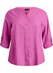 Bluse i bomull med V-hals, Rosa, Packshot image number 0