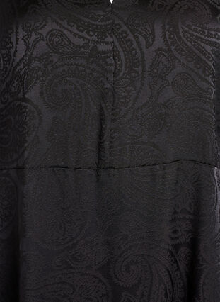 Zizzi Midiskjørt jacquard kjole med paisleymønster og flaggermus ermer, Svart, Packshot image number 2