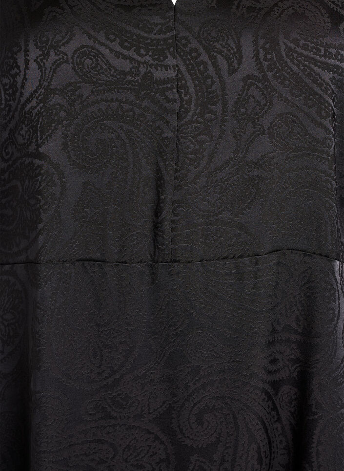 Midiskjørt jacquard kjole med paisleymønster og flaggermus ermer, Svart, Packshot image number 2