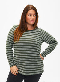 Bluse med lange ermer og stripete mønster, Thyme w. Stripe, Model