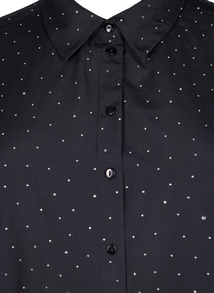 Skjorte med strass, Black, Packshot image number 2