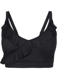 Bikinitop med volanger og uttagbare innlegg, Black