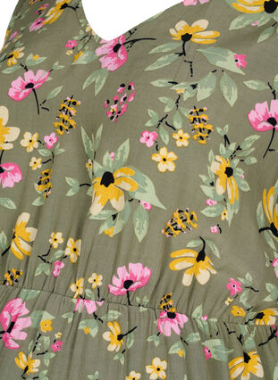 Blomstrete bluse til gravide i viskose, Green Flower Print, Packshot image number 2
