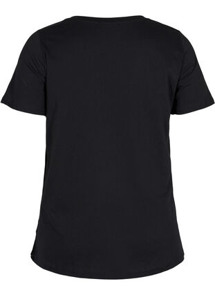 T-skjorte i bomull med V-hals, Black VACAY , Packshot image number 1