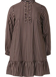 Kort, stripete kjole med volangdetaljer, Hot Fudge Stripe AOP