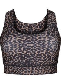 Racerback sports-BH med leopardmønster, Brun Racerback sports-BH med leopardmønster