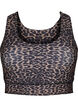 Racerback sports-BH med leopardmønster, Brun, Packshot image number 0