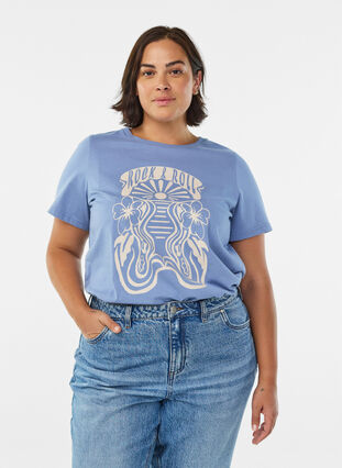 Zizzi T-skjorte med retrotrykk, Infinity w. Rock, Model image number 0