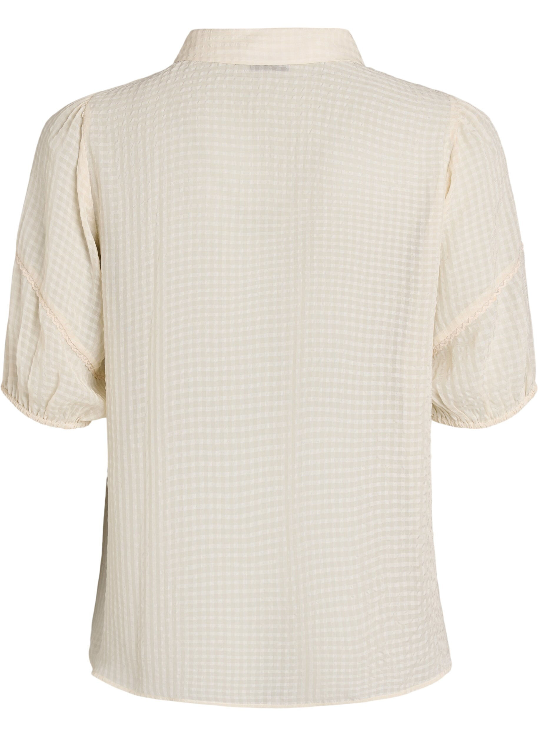 ZizziBluse i seersucker med knytesnor, Beige, Packshot image number 1