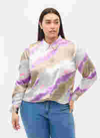 Fargerik skjorte i satinlook, Watercolor, Model