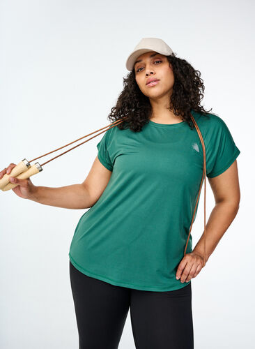 Zizzi Ensfarget trenings-T-skjorte, Grønn, Image image number 0
