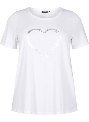 Zizzi FLASH - T-skjorte med motiv, B. W. Silver Heart, Packshot image number 0
