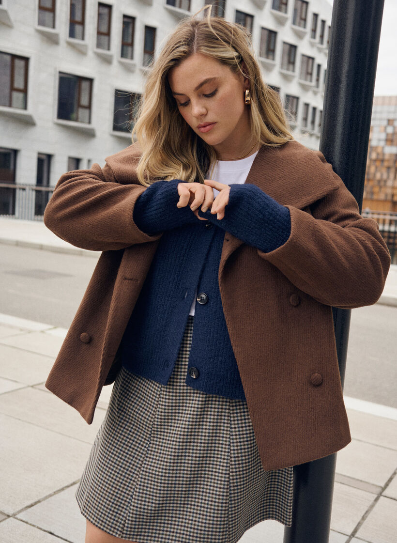 Strikkejakke med v-hals, Blå, Image image number 0