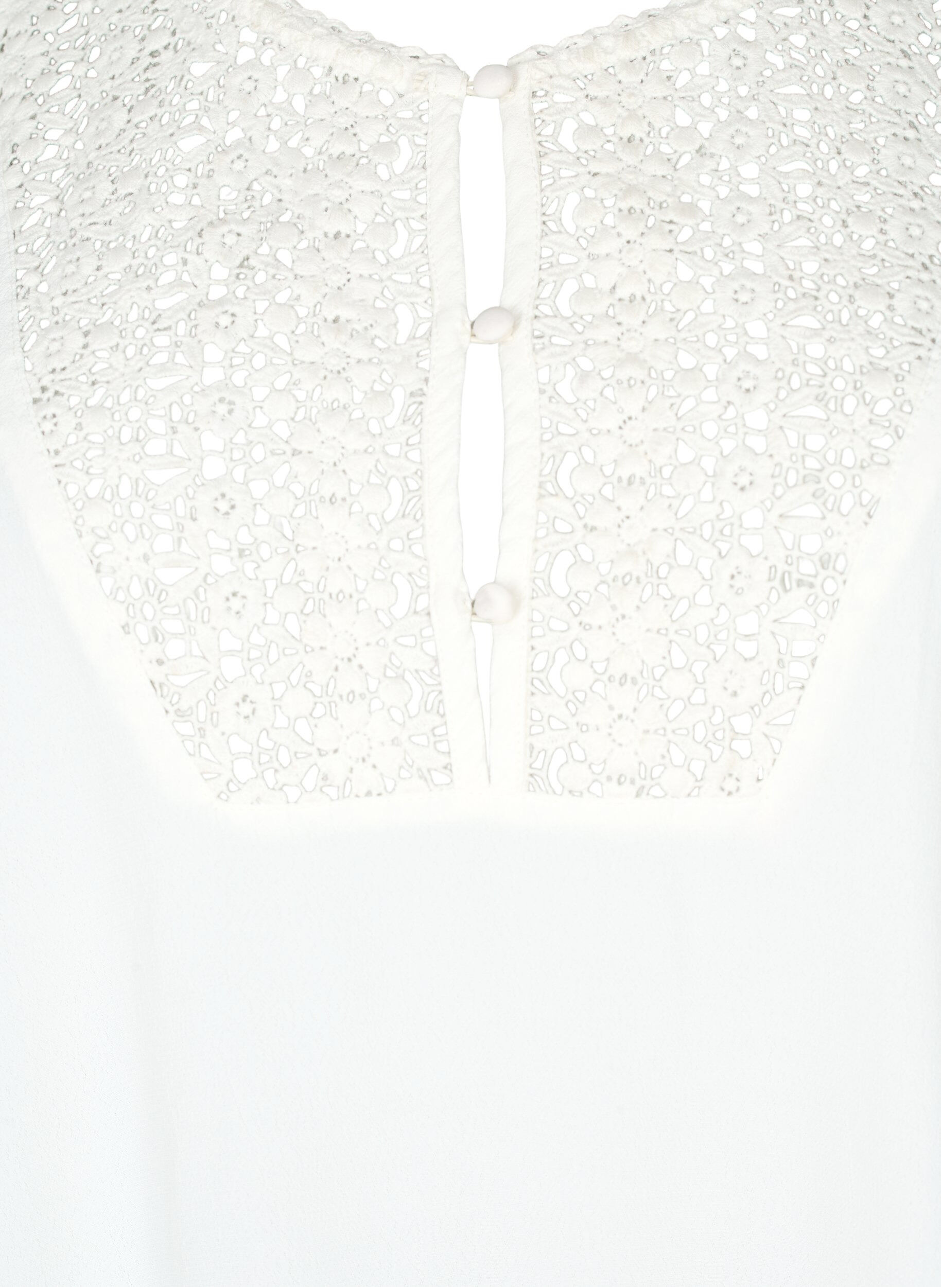 Zizzi Viskosebluse med 1/2 ermer og broderidetaljer, Snow White, Packshot image number 2