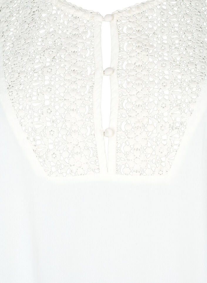 Viskosebluse med 1/2 ermer og broderidetaljer, Snow White, Packshot image number 2