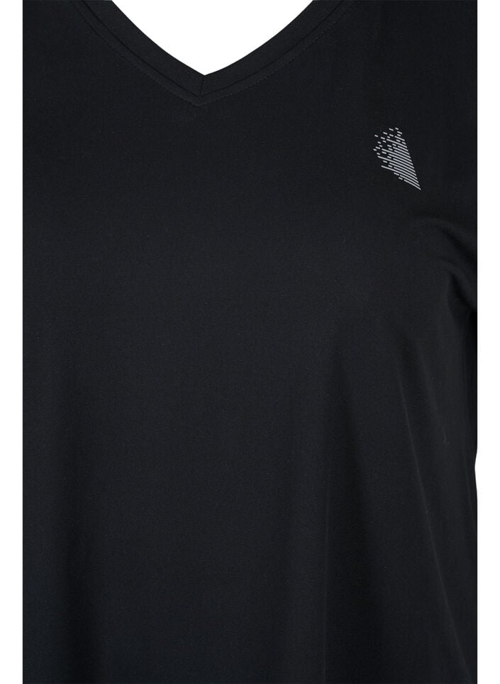 T-skjorte til trening med V-hals, Svart, Packshot image number 2