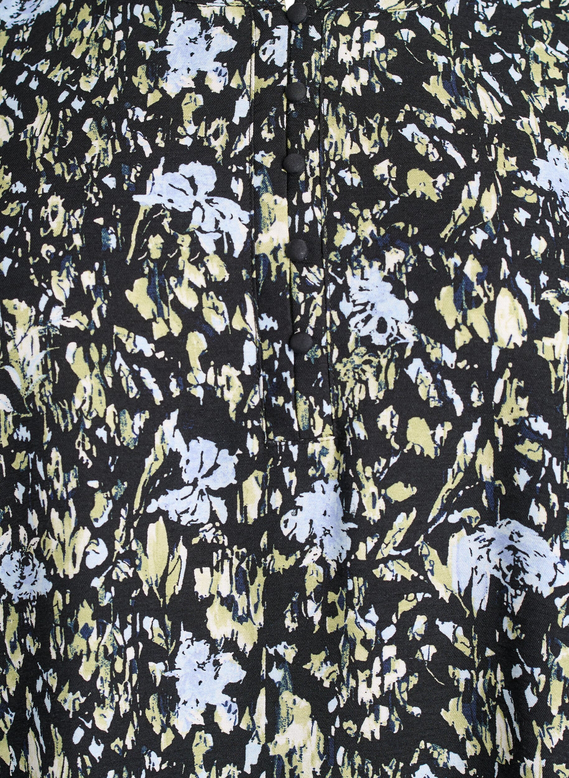 Zizzi Langermet bluse med m&oslash;nster og knapper, Svart, Packshot image number 2