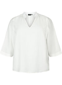 Solid farge bluse med 3/4 ermer