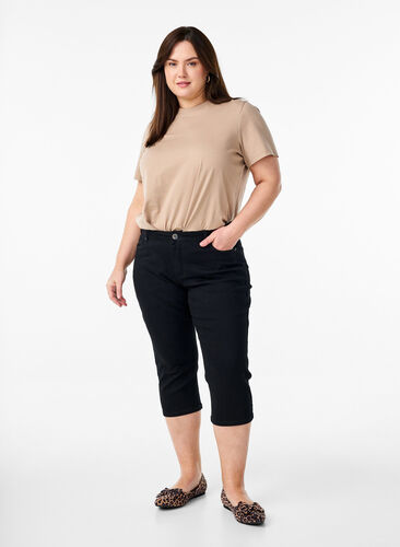 Zizzi Emily slim fit denim knickers, Svart, Model image number 0