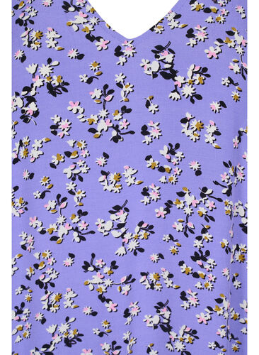 Kortermet viskosekjole med blomsrete mønster, Lilac Flower Print, Packshot image number 2