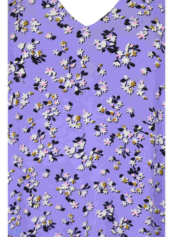 Kortermet viskosekjole med blomsrete mønster, Lilac Flower Print, Packshot image number 2