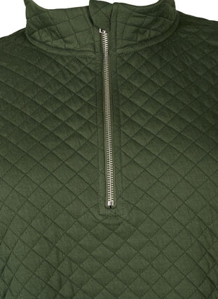 Quiltet genser med glidelås, Thyme, Packshot image number 2