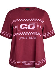 Oversize T-skjorte med sporty trykk, Tawny Port w. Go