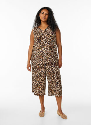 Zizzi Culottebukser med mønster, Brun, Model image number 0