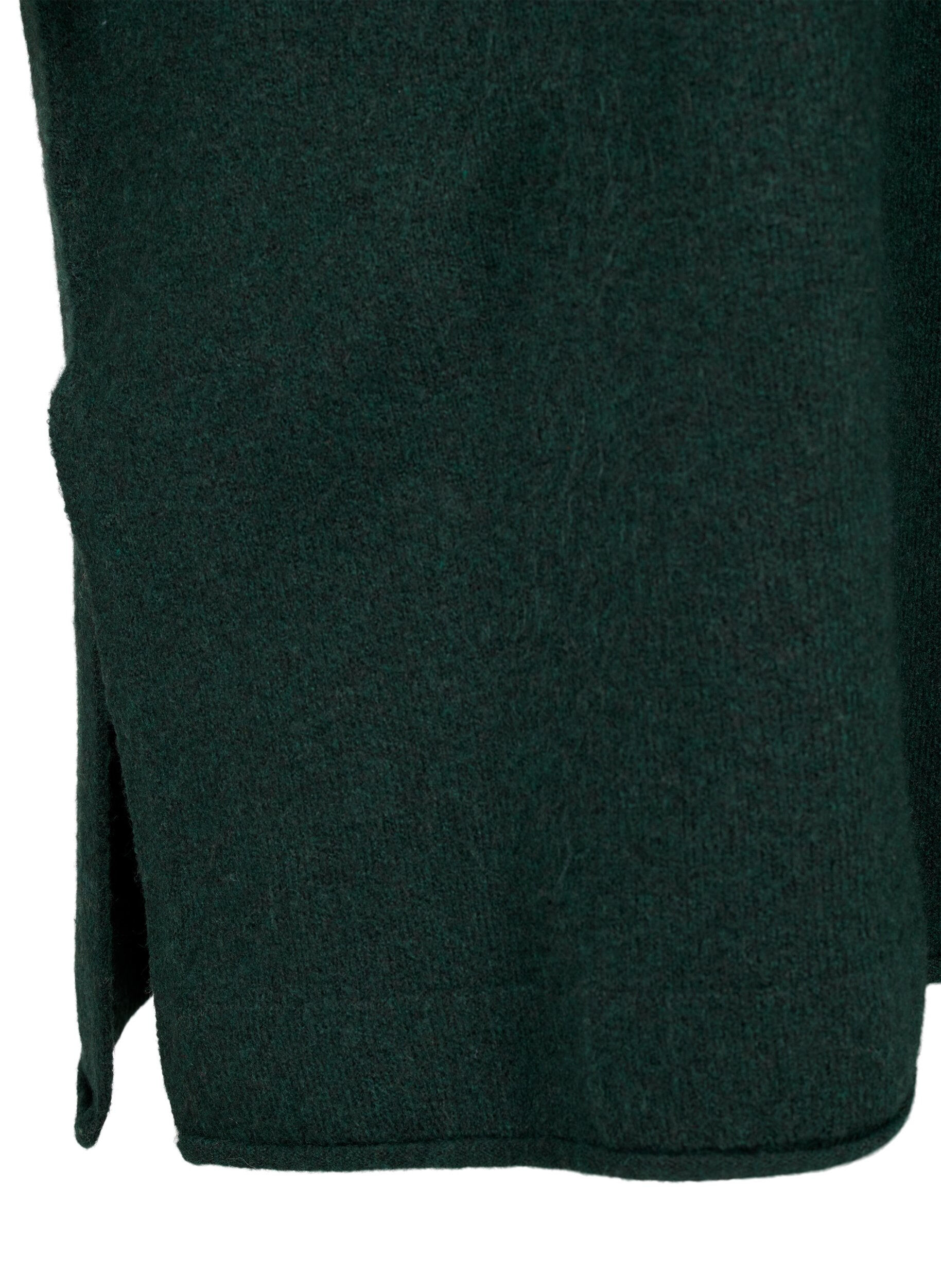 Zizzi Strikket kjole med rund hals og splitt, Scarab Mel., Packshot image number 4