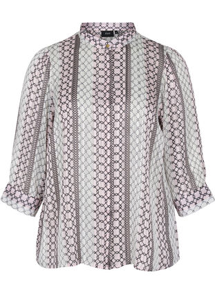 Mønstrete skjorte med 3/4-ermer, Pale Lilac AOP, Packshot image number 0