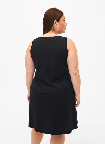 Ermeløs kjole i bomull med A-form, Black W. Summer, Model image number 1